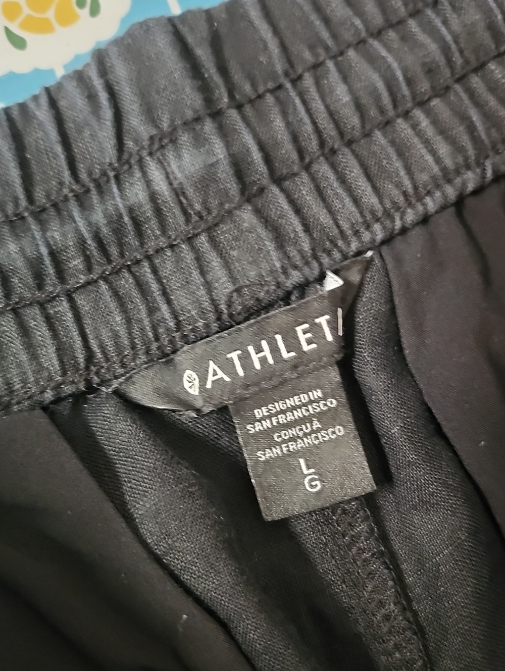 Athleta Retreat 100% Linen High Rise Wide Leg Pants Size XL Black Pockets - Picture 7 of 10